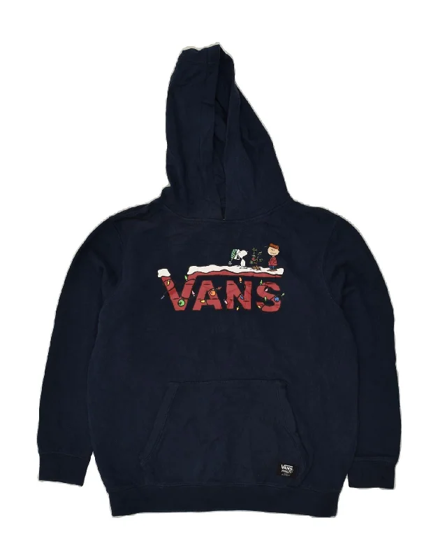 VANS Womens Graphic Hoodie Jumper UK 16 Large Navy Blue Cotton Hoodie with Sequins Glamorous Eye-catching VANS Womens Graphic Hoodie Jumper UK 16 Large Navy Blue Cotton Hoodie with Sequins Glamorous Eye-catching