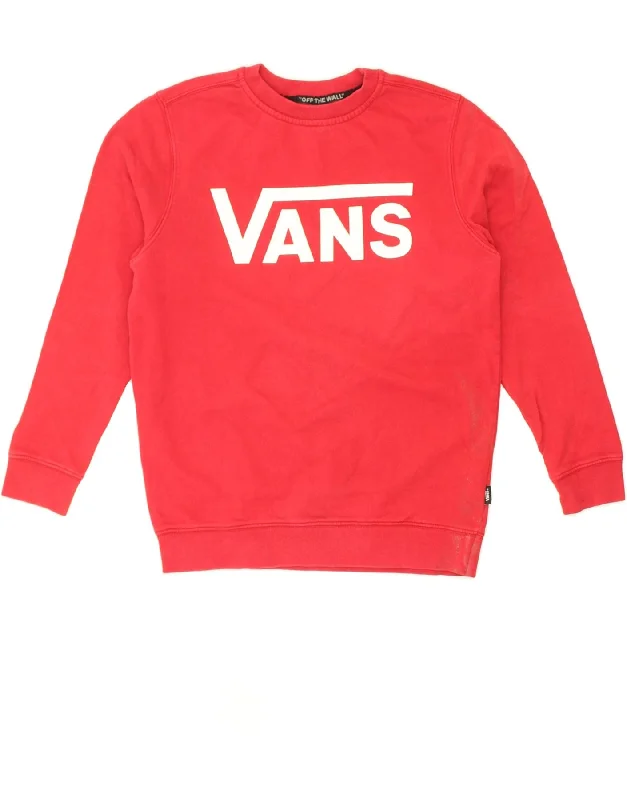 VANS Womens Graphic Sweatshirt Jumper UK 14 Medium Red Cotton Hoodie with Batwing Sleeves Loose Dramatic VANS Womens Graphic Sweatshirt Jumper UK 14 Medium Red Cotton Hoodie with Batwing Sleeves Loose Dramatic
