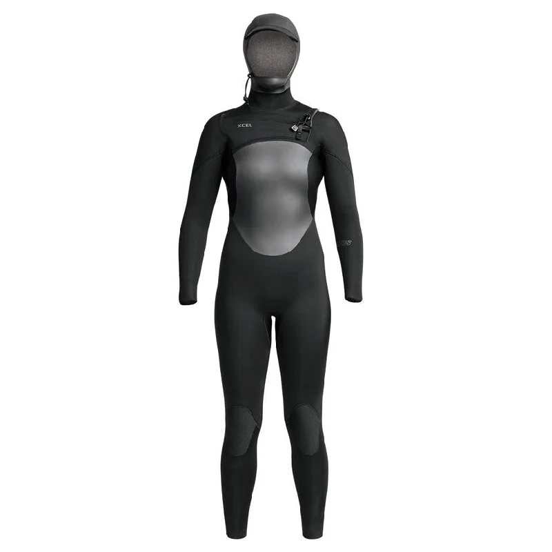 Xcel Womens Axis Hooded 5/4mm Wetsuit Hoodie with Elastic Waist Stretchable Comfortable Xcel Womens Axis Hooded 5/4mm Wetsuit Hoodie with Elastic Waist Stretchable Comfortable