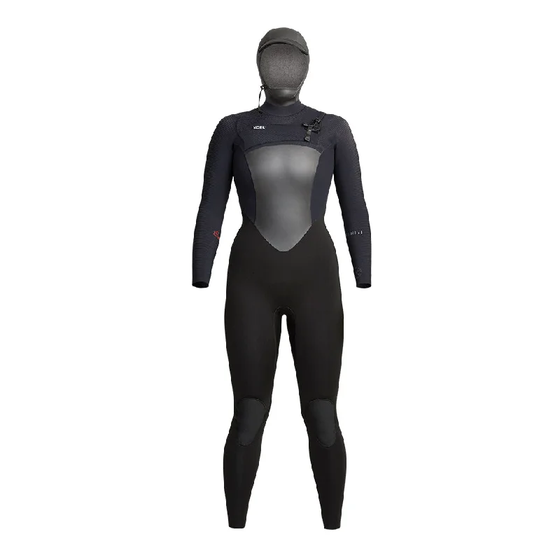 Xcel Womens Infiniti 5/4mm Hooded Fullsuit Hoodie with Longline Fit Extended Stylish Xcel Womens Infiniti 5/4mm Hooded Fullsuit Hoodie with Longline Fit Extended Stylish