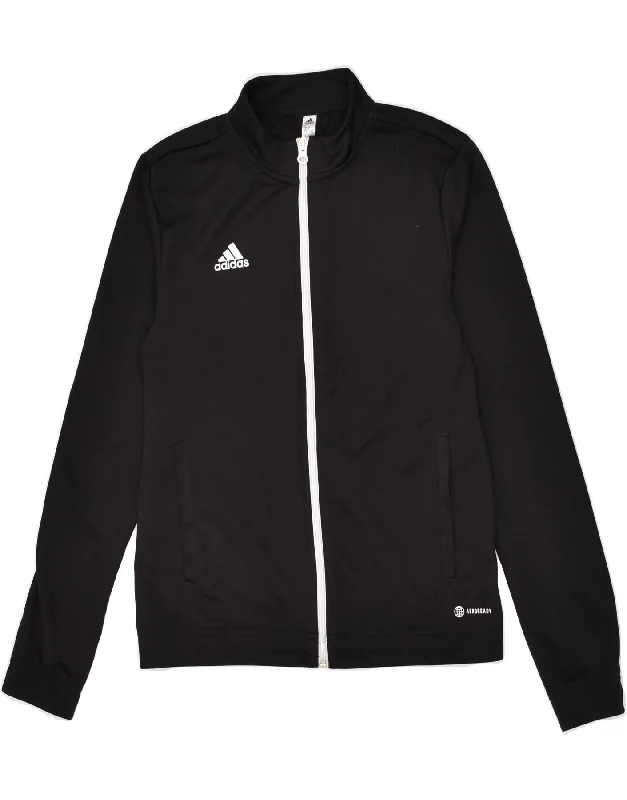 ADIDAS Womens Aeroready Tracksuit Top Jacket UK 8/10 Small Black Polyester Snapped Jacket Toggled Jacket Drawstring Jacket