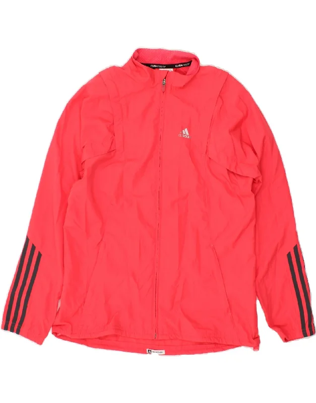 ADIDAS Womens Clima 365 Tracksuit Top Jacket UK 16 Large Pink Polyester Zippered Front Buttoned Front Snap Front