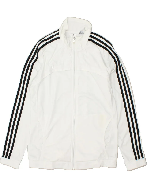 ADIDAS Womens Climalite Tracksuit Top Jacket UK 12/14 Medium White Elasticated Jacket Padded Jacket Insulated Jacket