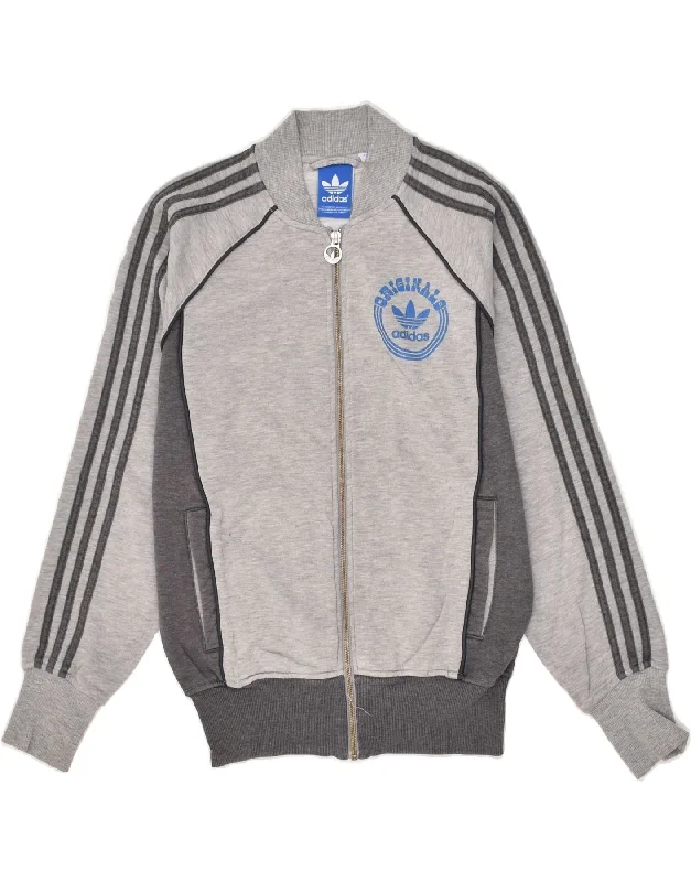 ADIDAS Womens Graphic Tracksuit Top Jacket UK 6 XS Grey Colourblock Cotton Striped Jacket Polka Dot Jacket Floral Jacket