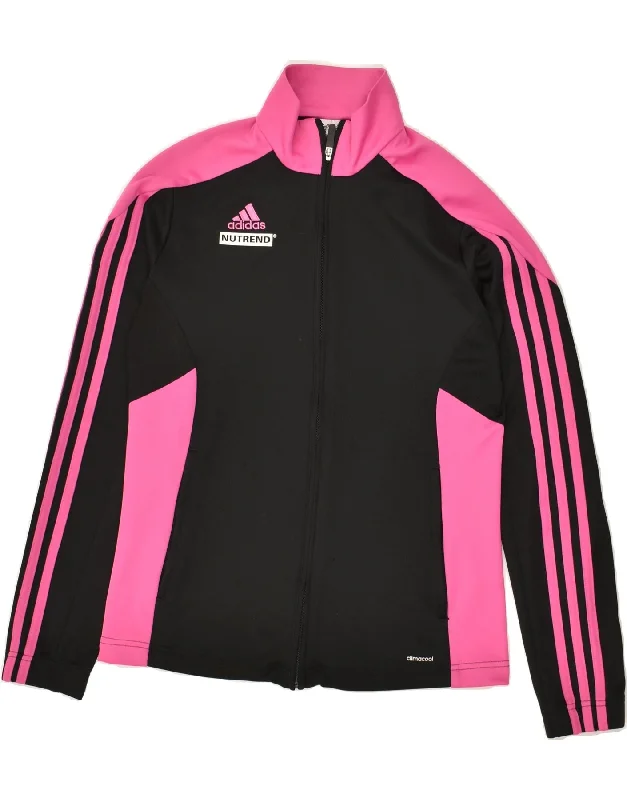 ADIDAS Womens Graphic Tracksuit Top Jacket UK 8/10 Small Black Colourblock Cardigan Sweater Pullover