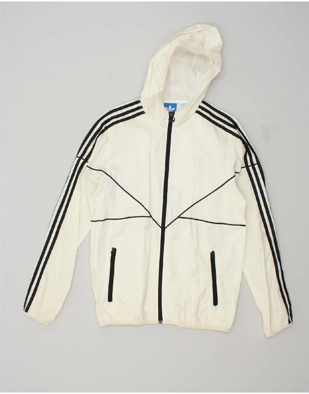 ADIDAS Womens Hooded Tracksuit Top Jacket UK 10 Small White Colourblock V-Neck Jacket Boat Neck Jacket Square Neck Jacket