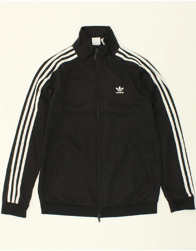 ADIDAS Womens Tracksuit Top Jacket UK 10 Small Black Cotton Jacket Blazer Coat