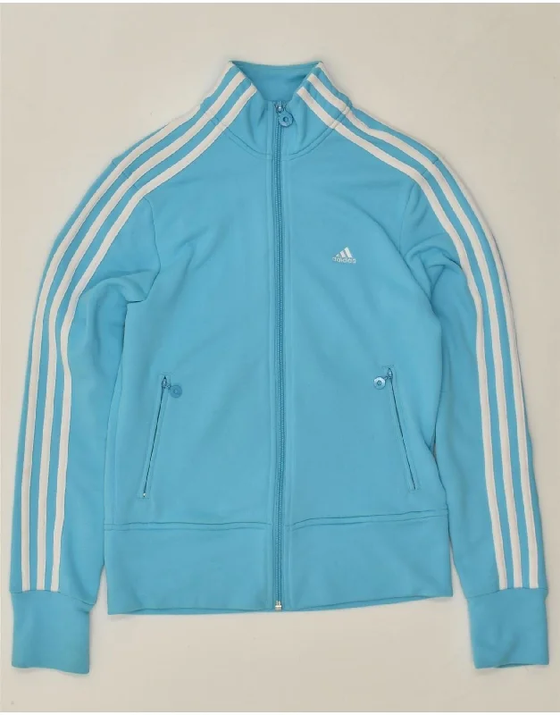 ADIDAS Womens Tracksuit Top Jacket UK 10 Small Blue Polyester Corduroy Jacket Velvet Jacket Brocade Jacket