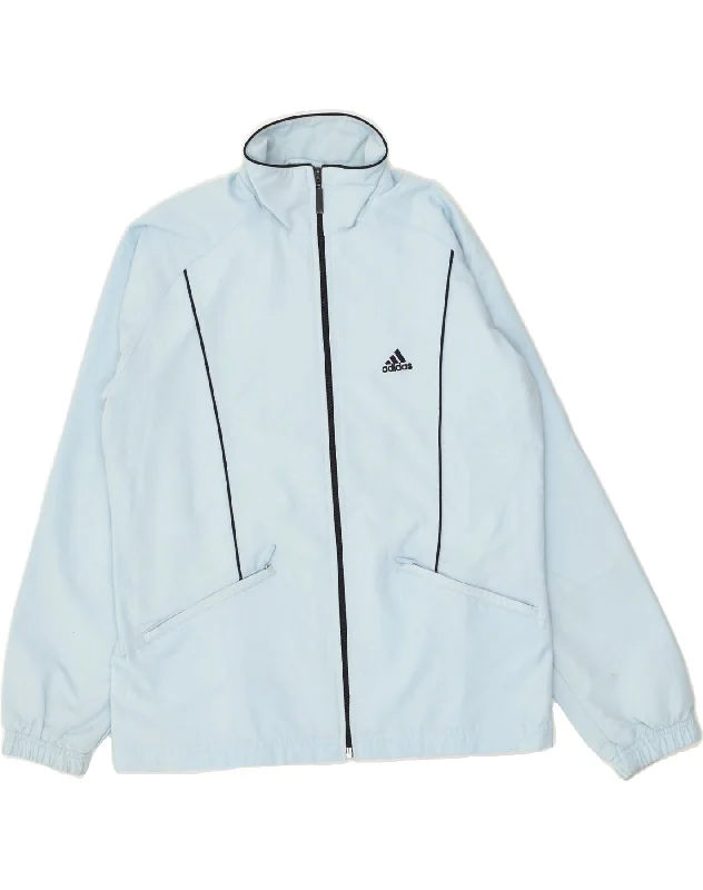 ADIDAS Womens Tracksuit Top Jacket UK 10 Small Blue Polyester Stand-Up Collar Roll-Neck Collar Turtle Neck