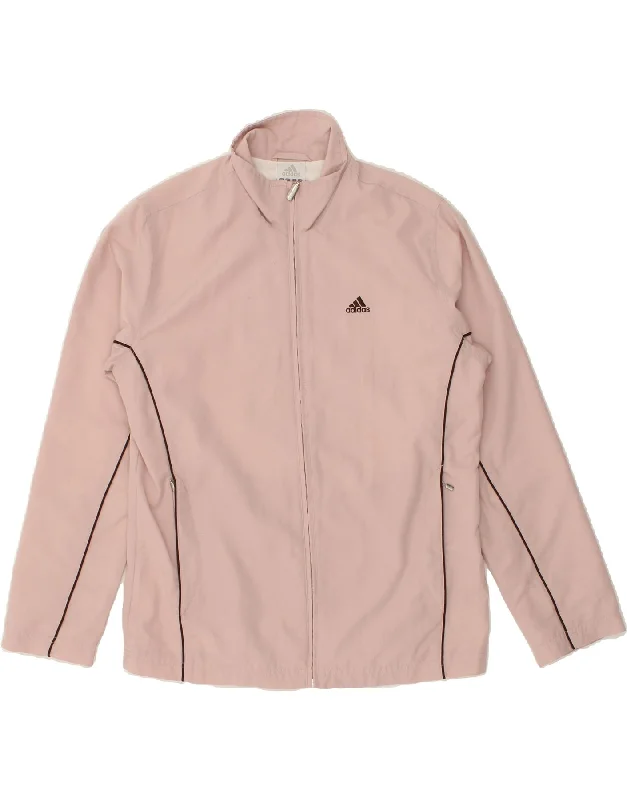 ADIDAS Womens Tracksuit Top Jacket UK 10 Small  Pink Polyester One-Shoulder Jacket Off-the-Shoulder Jacket Asymmetrical Jacket