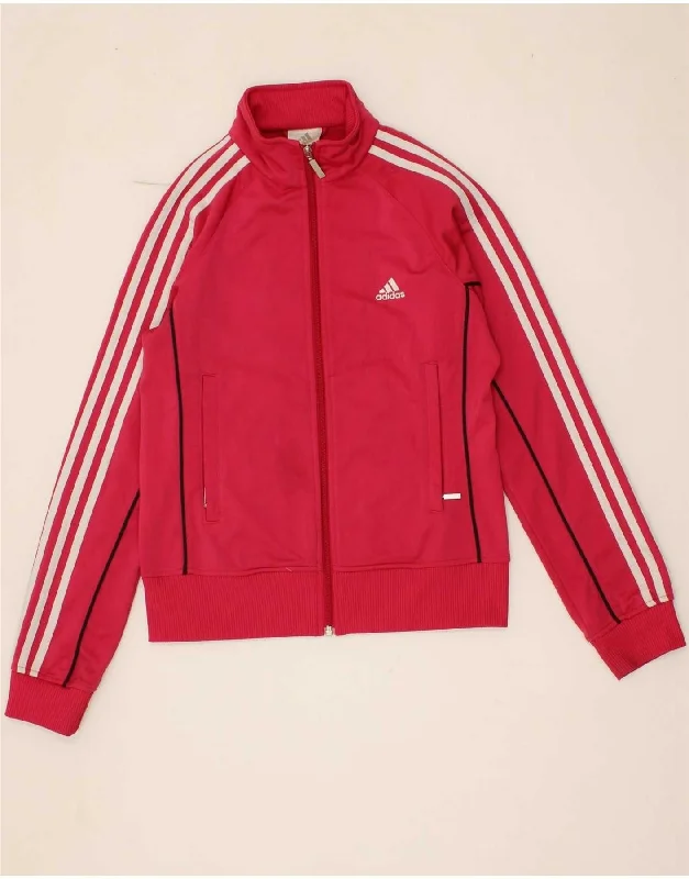 ADIDAS Womens Tracksuit Top Jacket UK 12 Medium Pink Polyester Herringbone Jacket Checkered Jacket Solid Jacket