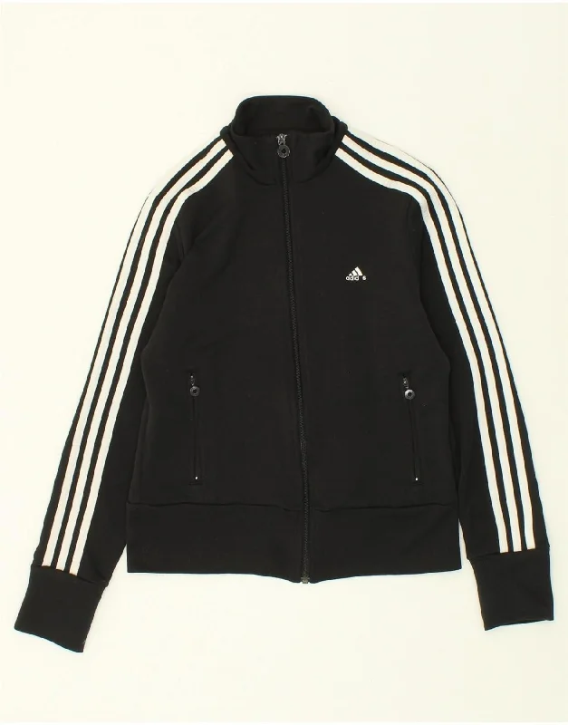 ADIDAS Womens Tracksuit Top Jacket UK 14 Medium Black Oversized Jacket Tailored Jacket Straight Jacket