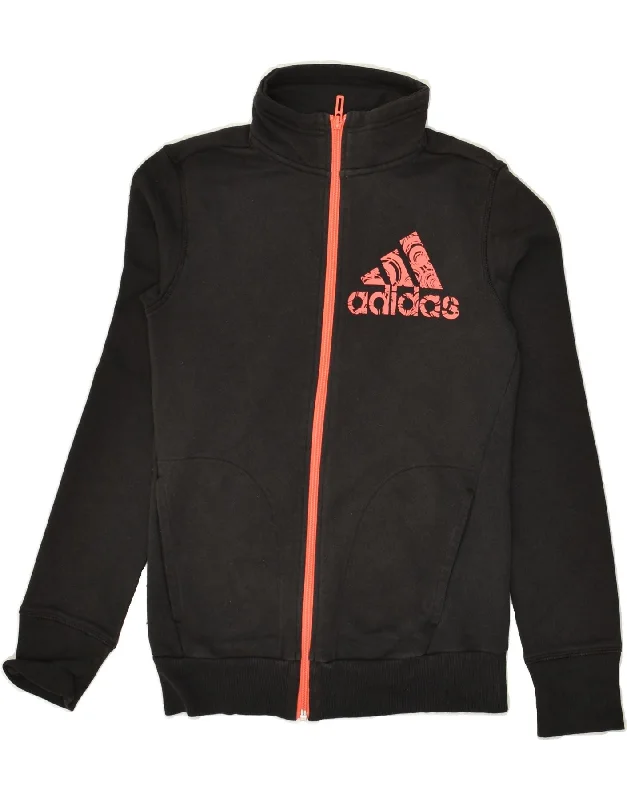 ADIDAS Womens Tracksuit Top Jacket UK 4/6 XS Black Zippered Jacket Buttoned Jacket Snapped Jacket