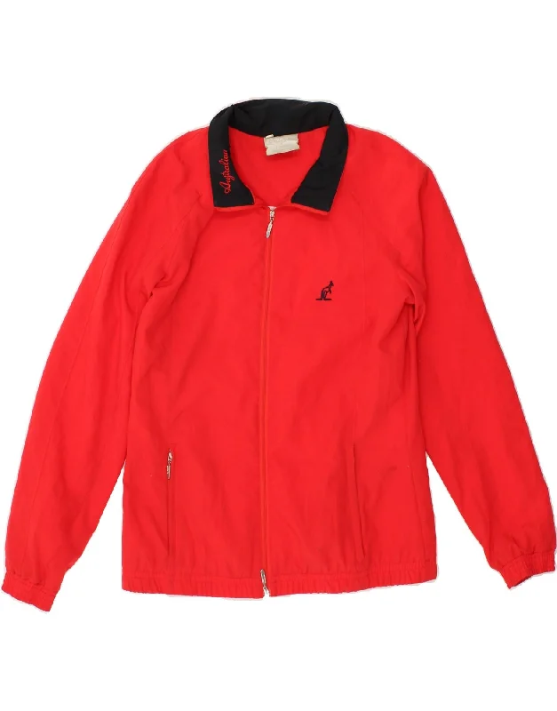 AUSTRALIAN L'ALPINA Womens Graphic Tracksuit Top Jacket IT 44 Medium Red Rayon Jacket Velvet Jacket Corduroy Jacket