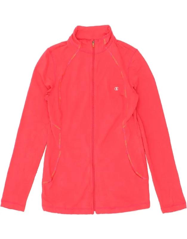 CHAMPION Womens Tracksuit Top Jacket UK 12 Medium Pink Polyester Trench Coat Raincoat Waterproof Jacket