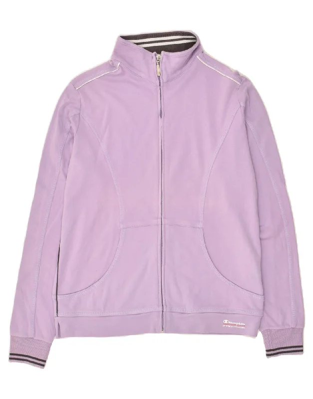 CHAMPION Womens Tracksuit Top Jacket UK 14 Large Purple Cotton One-Shoulder Jacket Off-the-Shoulder Jacket Asymmetrical Jacket