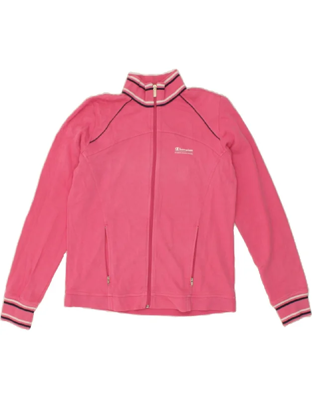 CHAMPION Womens Tracksuit Top Jacket UK 14 Medium Pink Wool Jacket Cashmere Jacket Tweed Jacket