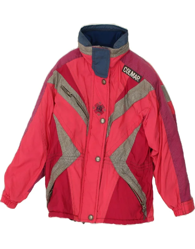 COLMAR Womens Ski Jacket IT 42 Medium Pink Colourblock Fleece Jacket Down Jacket Parka