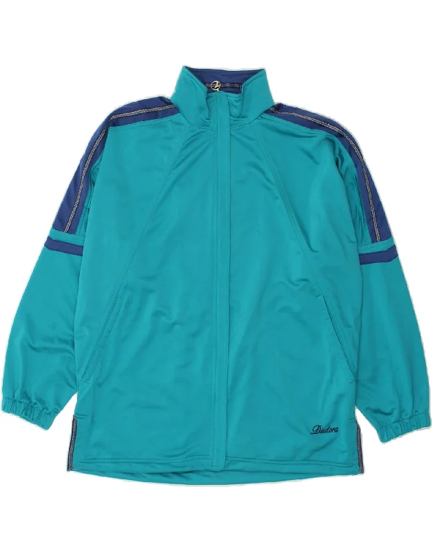 DIADORA Womens Tracksuit Top Jacket UK 18 XL Blue Colourblock Polyester Oversized Jacket Tailored Jacket Straight Jacket