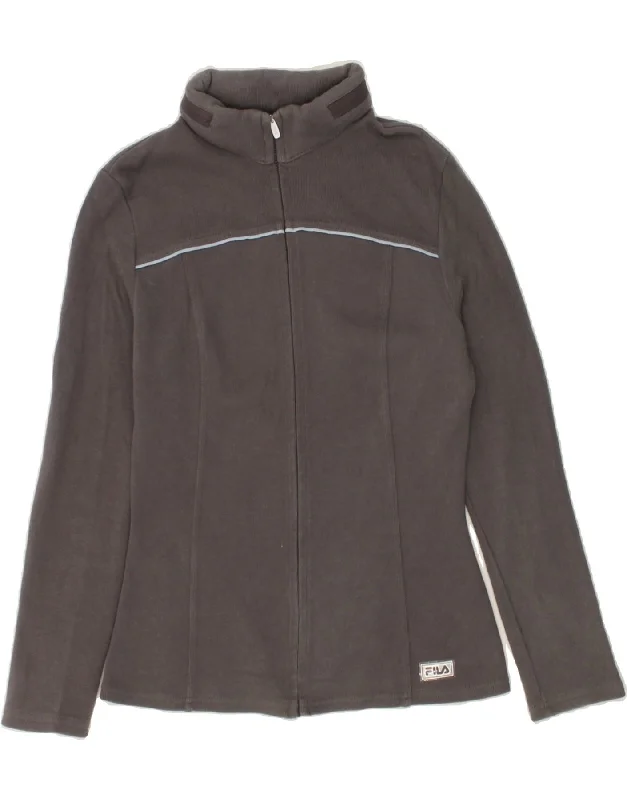 FILA Womens Hooded Tracksuit Top Jacket IT 44 Medium Grey Anorak Shell Jacket Lightweight Jacket