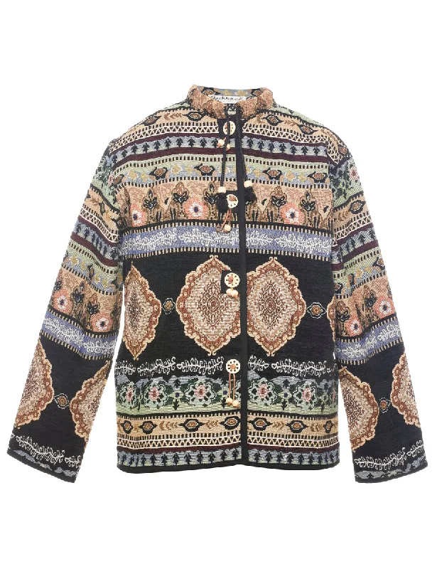 Floral Pattern Tapestry Jacket - L Mesh Jacket Canvas Jacket Denim Jacket