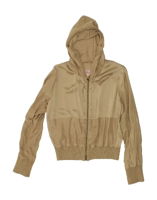 MARLBORO CLASSICS Womens Hooded Tracksuit Top Jacket UK 18 XL Beige Fleece Jacket Down Jacket Feather Jacket