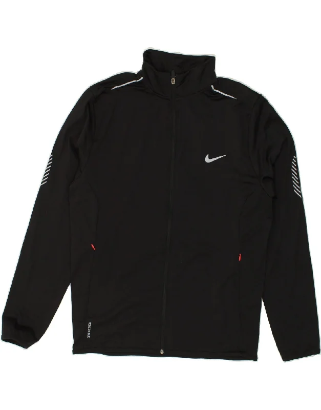 NIKE Womens Dri Fit Tracksuit Top Jacket UK 18 XL Black Polyester Faux Fur Fabric Real Fur Fabric Shearling Fabric