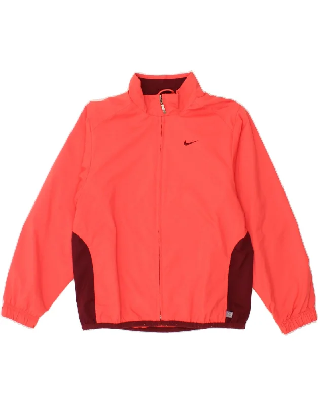 NIKE Womens Tracksuit Top Jacket US 10/12 Medium Red Colourblock Polyester Chenille Jacket Brocade Jacket Lace Jacket