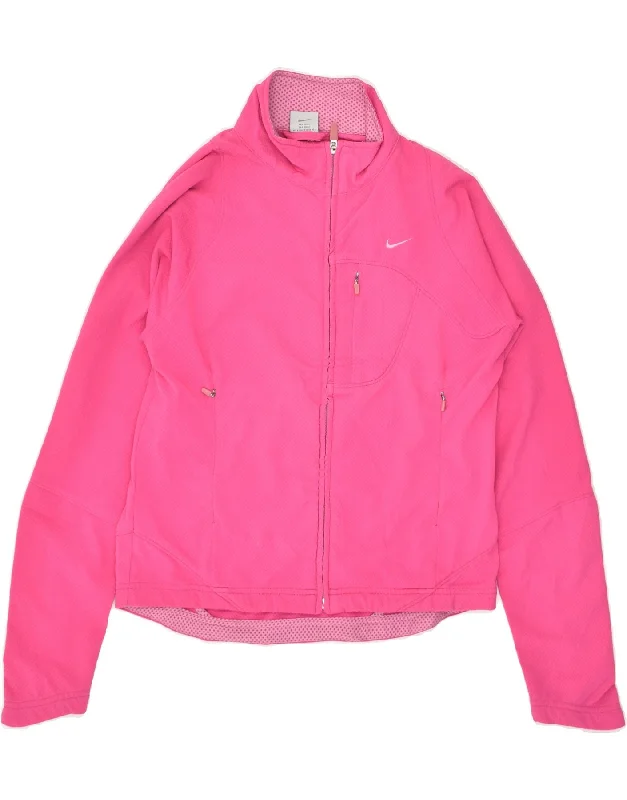 NIKE Womens Tracksuit Top Jacket US 4/6 Small Pink Polyester Knit Jacket Woven Jacket Fleece Jacket