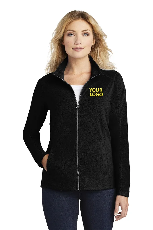 Port Authority Ladies MicroFleece Customized Jackets, Black Welt Pockets Slit Pockets Flap Pockets