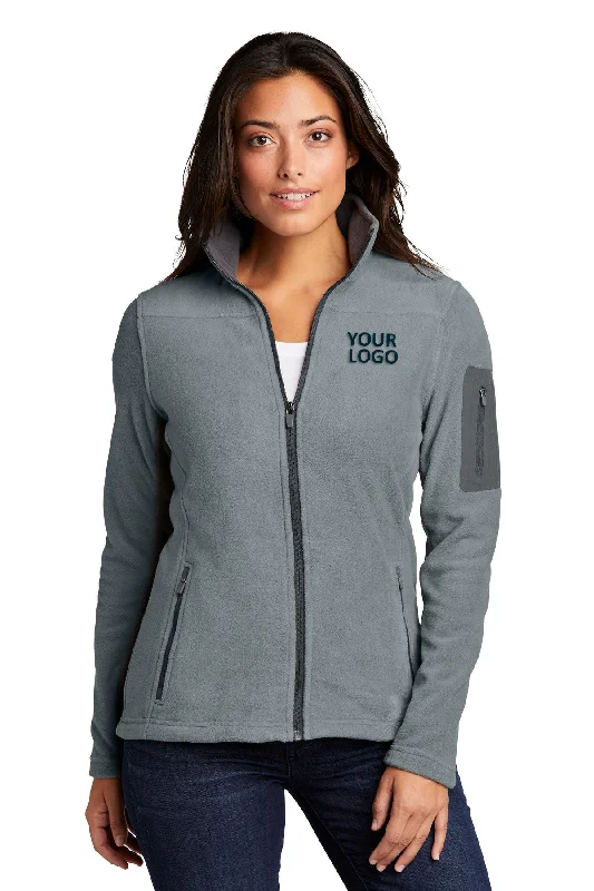 Port Authority Ladies Summit Fleece Custom Full-Zip Jackets, Frost Grey/ Magnet Anorak Shell Jacket Lightweight Jacket