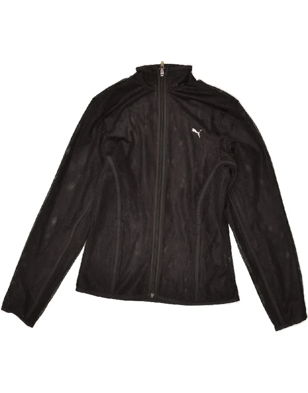 PUMA Womens Tracksuit Top Jacket UK 12 Medium Black Print Jacket Jacquard Jacket Patchwork Jacket