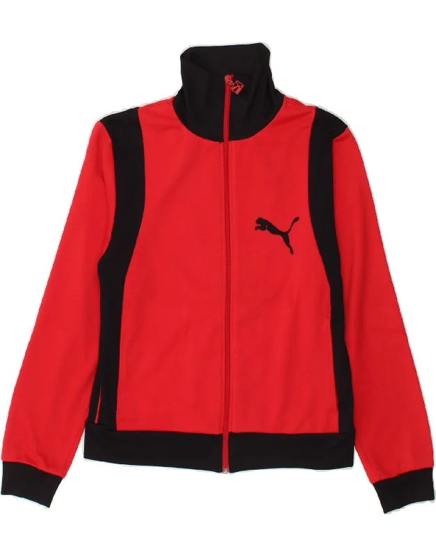 PUMA Womens Tracksuit Top Jacket UK 18 XL Red Colourblock Tiered Jacket Buttoned Jacket Zippered Jacket