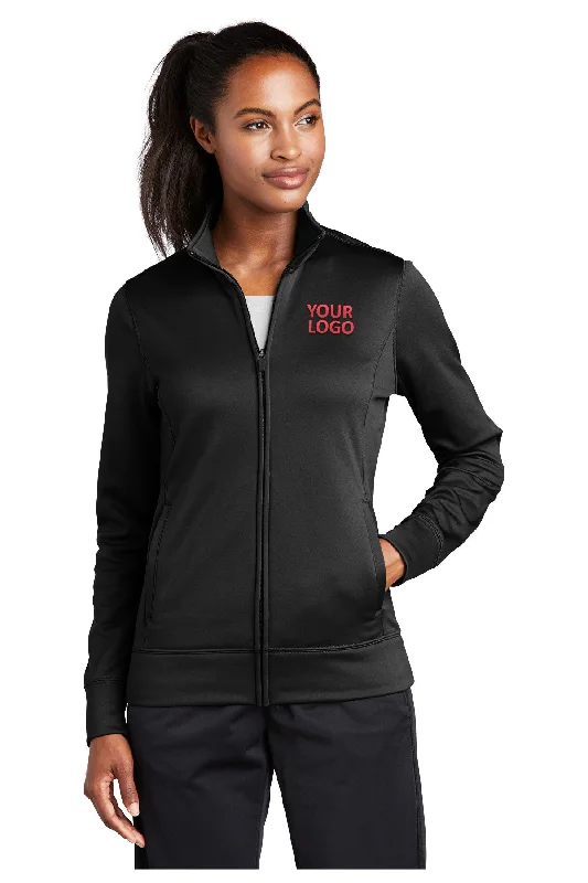 Sport-Tek Ladies Sport-Wick Fleece Branded Full-Zip Jackets, Black Rayon Fabric Velvet Fabric Corduroy Fabric