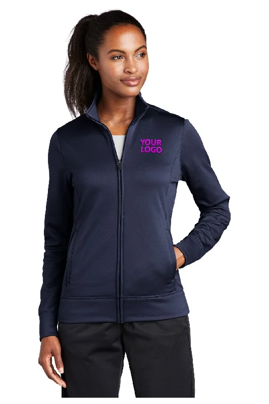 Sport-Tek Ladies Sport-Wick Fleece Branded Full-Zip Jackets, Navy Anorak Shell Jacket Lightweight Jacket