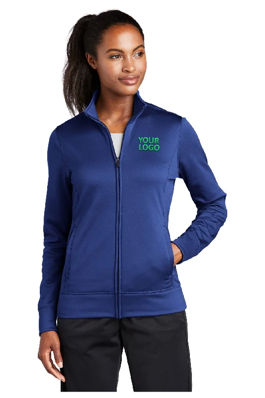 Sport-Tek Ladies Sport-Wick Fleece Customized Full-Zip Jackets, True Royal Embroidered Jacket Appliqued Jacket Beaded Jacket