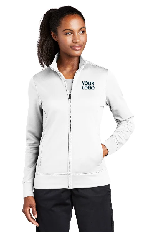 Sport-Tek Ladies Sport-Wick Fleece Customized Full-Zip Jackets, White Herringbone Jacket Checkered Jacket Solid Jacket