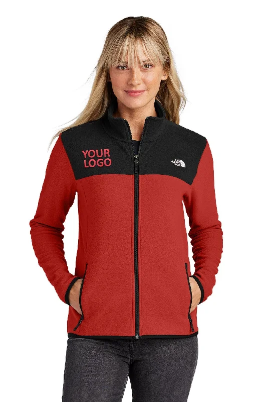 The North Face Ladies Glacier Full-Zip Fleece Jacket, Rage Red / TNF Black Ribbed Jacket Pleated Jacket Ruffled Jacket