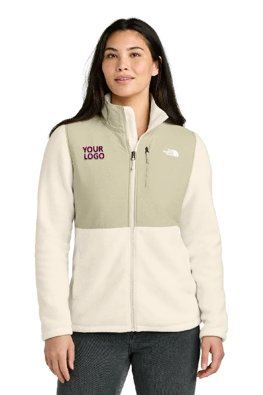 The North Face Womens Highest Peak Full-Zip Fleece Custom Jackets, Gardenia White Nylon Fabric Polyester Fabric Spandex Fabric