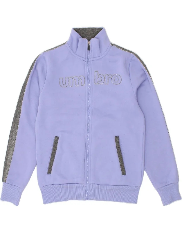 UMBRO Womens Graphic Tracksuit Top Jacket UK 10 Small Blue Cotton Denim Fabric Leather Fabric Suede Fabric