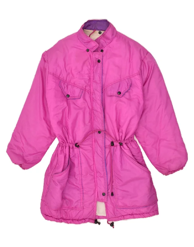 VINTAGE Womens Ski Jacket UK 16 Large Pink Satin Fabric Silk Fabric Chiffon Fabric