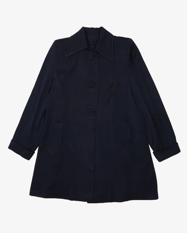 1940s Navy A-line With Belt Detail Jacket - M Mesh Jacket Canvas Jacket Denim Jacket 1940s Navy A-line With Belt Detail Jacket - M Mesh Jacket Canvas Jacket Denim Jacket