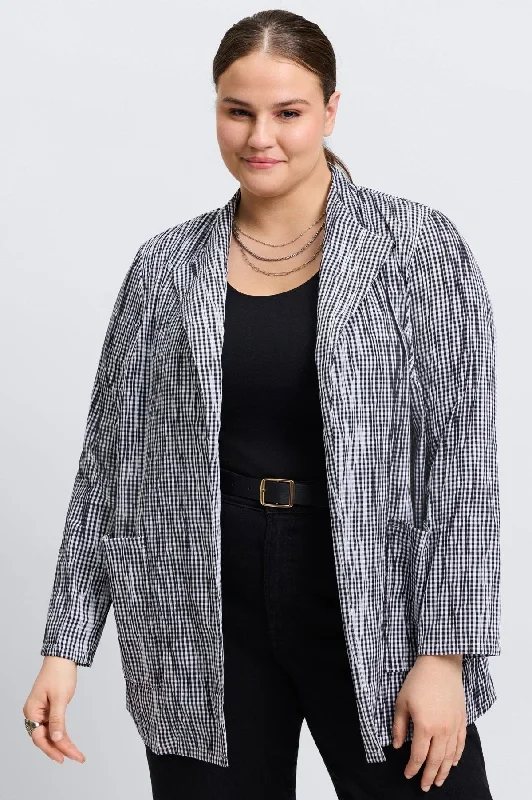 Alana Plus Mini Gingham Crinkle Jacket Stand-Up Collar Roll-Neck Collar Turtle Neck Alana Plus Mini Gingham Crinkle Jacket Stand-Up Collar Roll-Neck Collar Turtle Neck