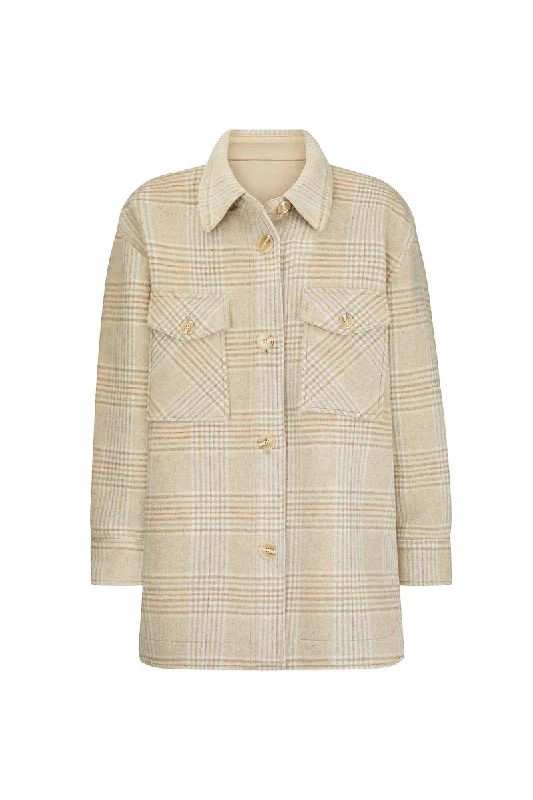 BARE HANDS WOOL BLEND CHECK JACKET - BEIGE Rayon Fabric Velvet Fabric Corduroy Fabric BARE HANDS WOOL BLEND CHECK JACKET - BEIGE Rayon Fabric Velvet Fabric Corduroy Fabric