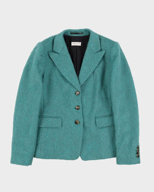 Dries Van Noten Aqua Green Mohair Blazer Style Jacket - S Satin Fabric Silk Fabric Chiffon Fabric Dries Van Noten Aqua Green Mohair Blazer Style Jacket - S Satin Fabric Silk Fabric Chiffon Fabric