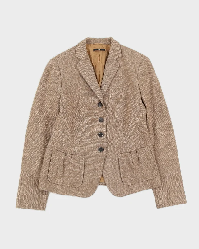 Hugo Boss Brown Tweed Blazer Jacket - S Rayon Fabric Velvet Fabric Corduroy Fabric