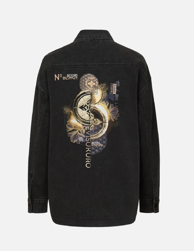 Kamon Glitter Print Oversize Denim Shirt Jacket Wool Jacket Cashmere Jacket Tweed Jacket Kamon Glitter Print Oversize Denim Shirt Jacket Wool Jacket Cashmere Jacket Tweed Jacket