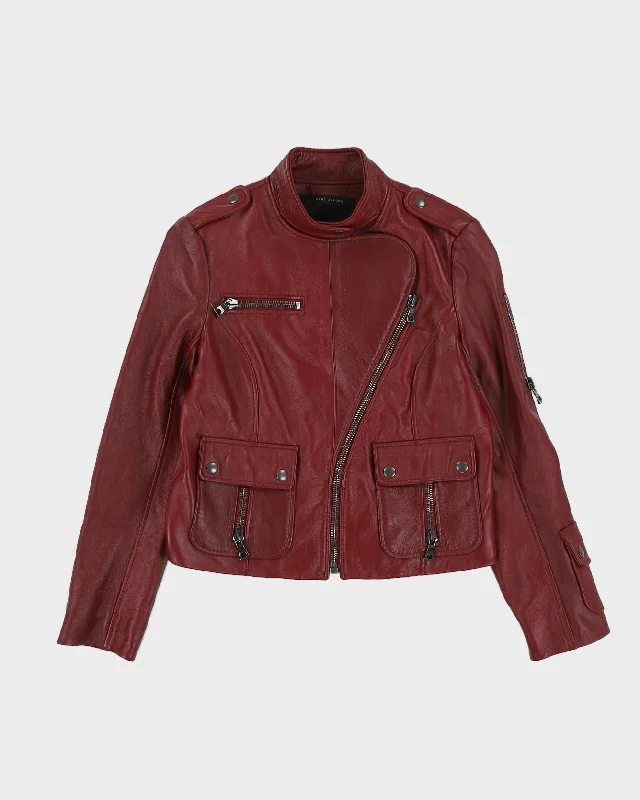 Marc Jacobs Burgundy Leather Jacket - XS Print Jacket Jacquard Jacket Patchwork Jacket Marc Jacobs Burgundy Leather Jacket - XS Print Jacket Jacquard Jacket Patchwork Jacket