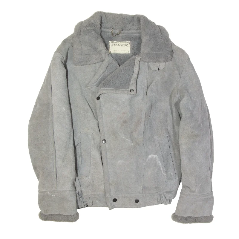 OAKLANDS Aviator Jacket Grey Suede Womens L Herringbone Jacket Checkered Jacket Solid Jacket OAKLANDS Aviator Jacket Grey Suede Womens L Herringbone Jacket Checkered Jacket Solid Jacket