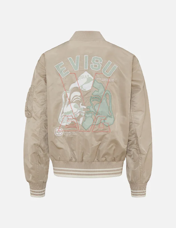 Patched Seagull and Godhead Bomber Jacket Print Jacket Jacquard Jacket Embroidered Jacket Patched Seagull and Godhead Bomber Jacket Print Jacket Jacquard Jacket Embroidered Jacket
